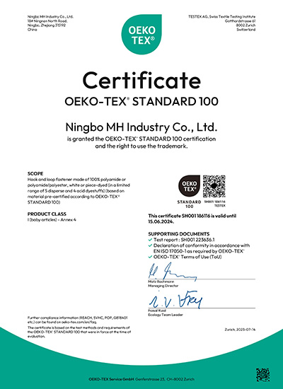 oeko tex hook and loop 400